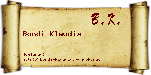 Bondi Klaudia névjegykártya