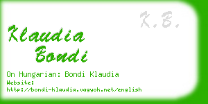 klaudia bondi business card